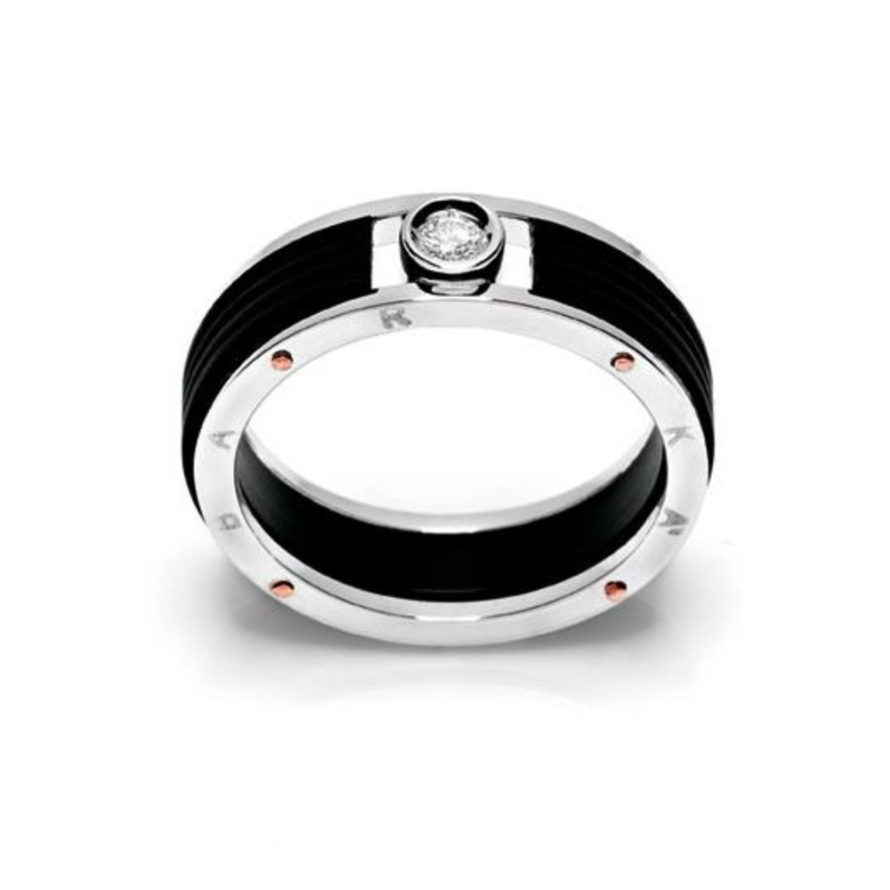 Black and Silver Men's Ring with Center Stone